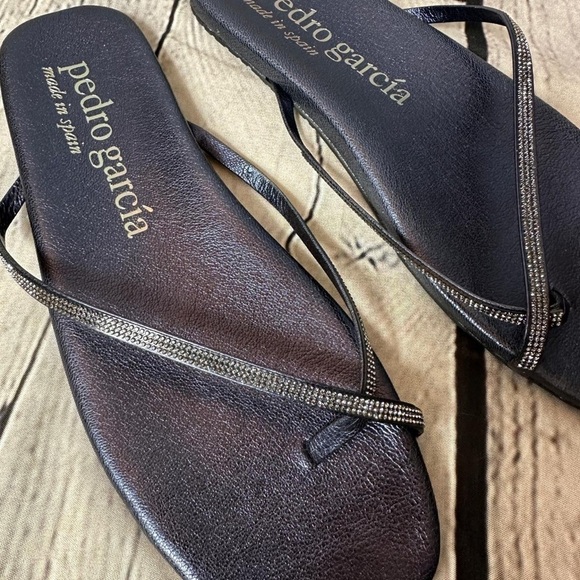 New Pedro Garcia Swarovski Crystals Blue Slide Sandals Size 39 - Picture 2 of 5